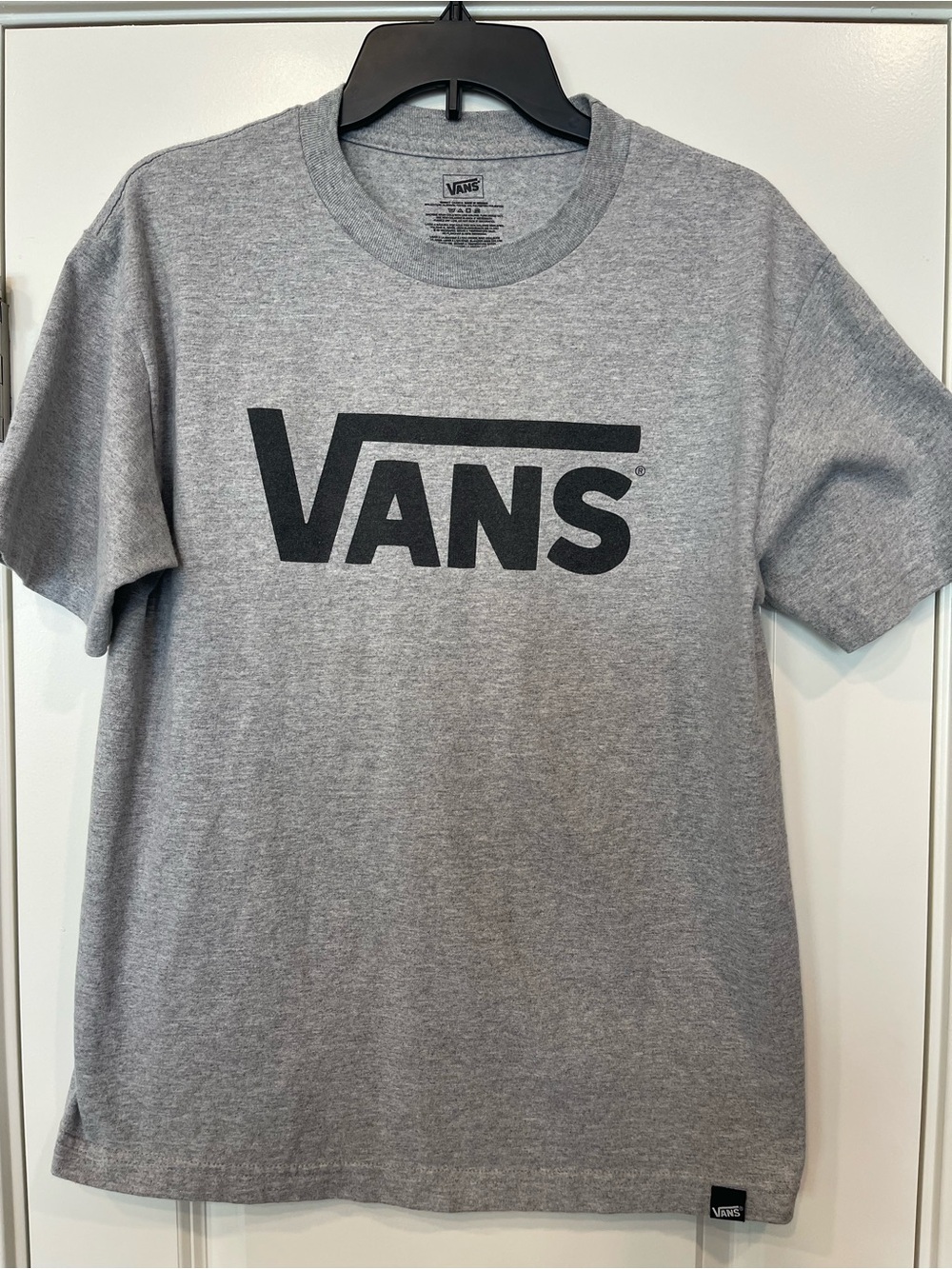 Vans Grey Short Sleeve Logo Tee with Black Print